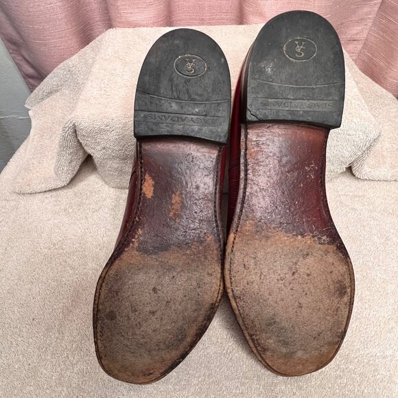 Stacy Adams Men Red Leather Dress Shoes Lizard Cap Toe Oxford Size 11.5D VTG - Picture 10 of 16